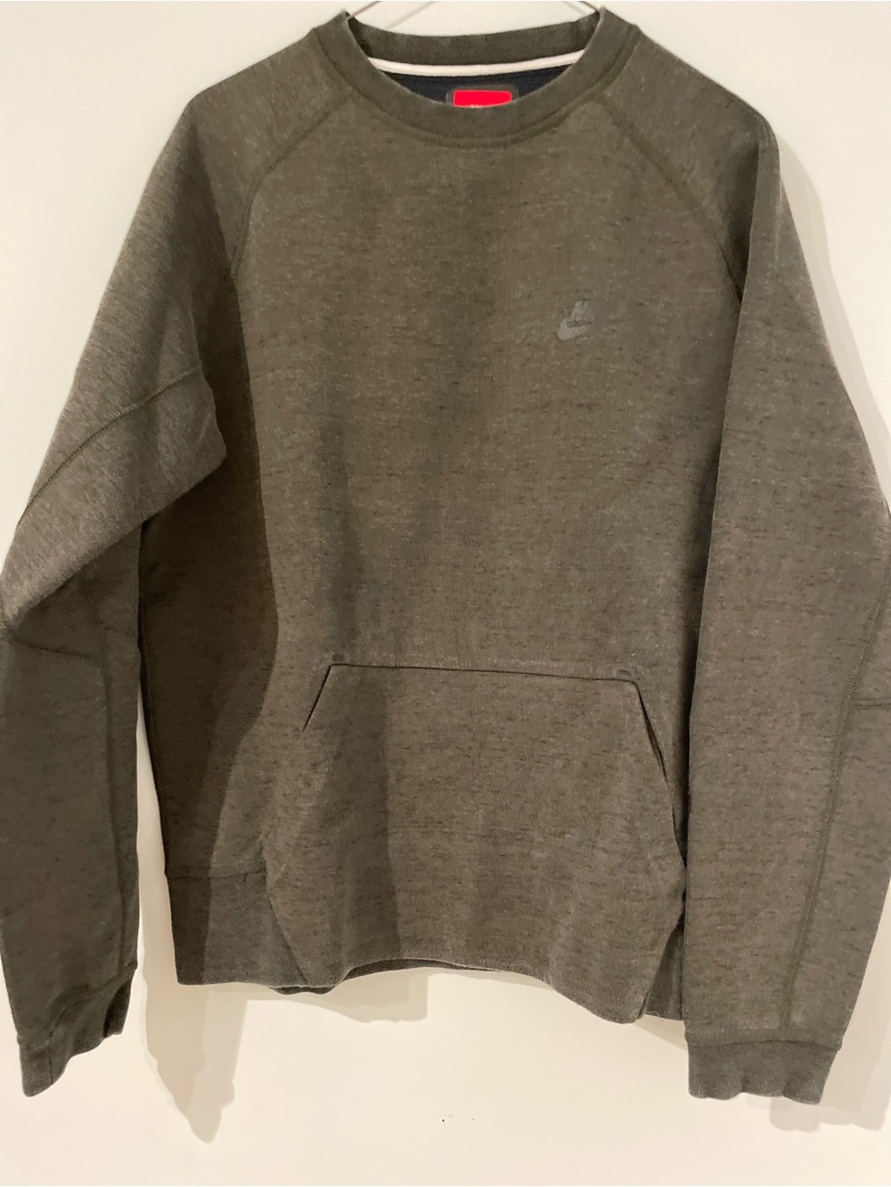 Nike Olive Crewneck Sweatshirt with Front Pouch